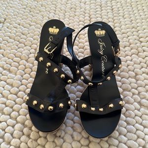 Juicy Couture black leather studded cork sandal